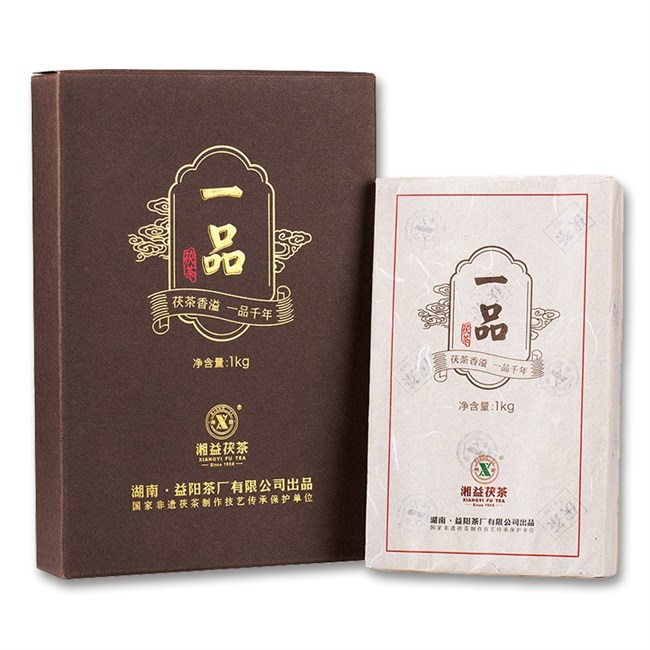 湘益獲茶湖南安化黑茶獲磚金花一品獲茶1kg益陽茶廠(chǎng)