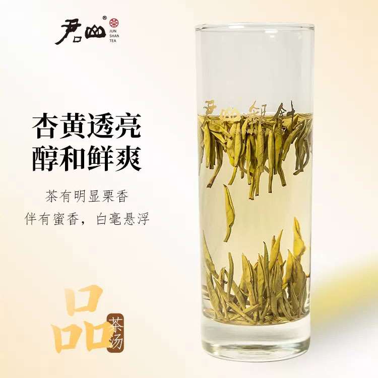 湖南特產(chǎn)嶽陽君山島茶葉君山銀針555明前新茶黃茶禮盒裝100g