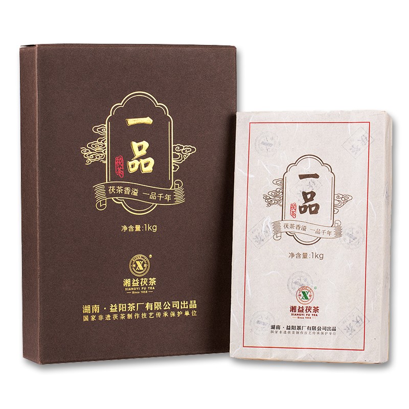 湘益獲茶湖南安化黑茶獲磚金花一品獲茶1kg益陽茶廠(chǎng)