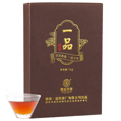湘益獲茶湖南安化黑茶獲磚金花一品獲茶1kg益陽茶廠(chǎng)